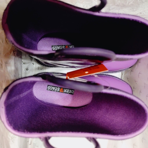 Deer Stags Purple Puddle Jumper Rubber Boots Kids Size 10 New w/Tags/Box - Picture 16 of 16